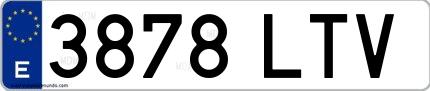 Ejemplo de matrícula española 3878 LTV