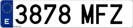 Ejemplo de matrícula española 3878 MFZ