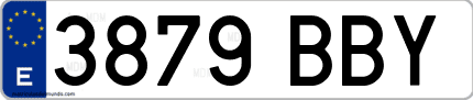 Ejemplo de matrícula de coche ordinaria 3879 BBY