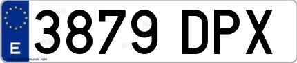 Ejemplo de matrícula española 3879 DPX