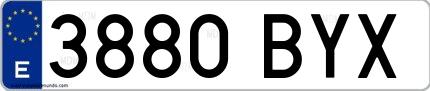 Ejemplo de matrícula española 3880 BYX