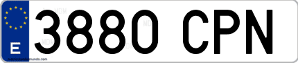 Ejemplo de matrícula de coche ordinaria 3880 CPN