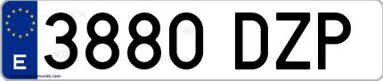Ejemplo de matrícula española 3880 DZP