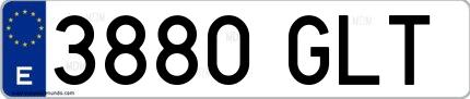 Ejemplo de matrícula española 3880 GLT