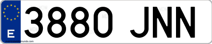Ejemplo de matrícula de coche ordinaria 3880 JNN