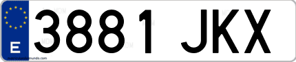 Ejemplo de matrícula de coche ordinaria 3881 JKX