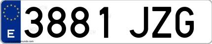 Ejemplo de matrícula española 3881 JZG