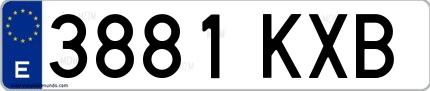 Ejemplo de matrícula española 3881 KXB