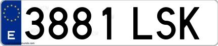 Ejemplo de matrícula española 3881 LSK