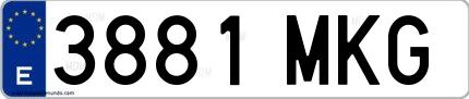 Ejemplo de matrícula española 3881 MKG