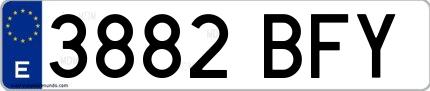 Ejemplo de matrícula española 3882 BFY