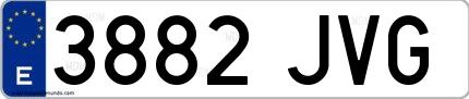 Ejemplo de matrícula española 3882 JVG