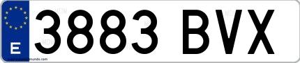 Ejemplo de matrícula española 3883 BVX