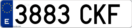 Ejemplo de matrícula de coche ordinaria 3883 CKF