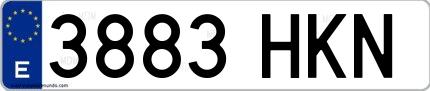 Ejemplo de matrícula española 3883 HKN