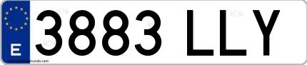 Ejemplo de matrícula española 3883 LLY