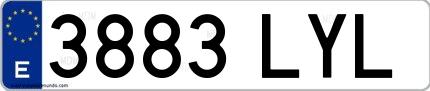 Ejemplo de matrícula española 3883 LYL