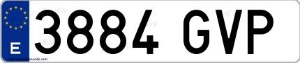 Ejemplo de matrícula española 3884 GVP
