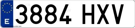 Ejemplo de matrícula española 3884 HXV