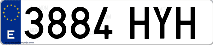 Ejemplo de matrícula de coche ordinaria 3884 HYH