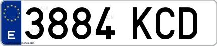 Ejemplo de matrícula española 3884 KCD