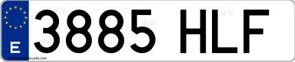 Ejemplo de matrícula española 3885 HLF