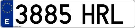 Ejemplo de matrícula española 3885 HRL
