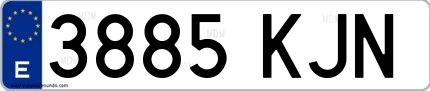 Ejemplo de matrícula española 3885 KJN