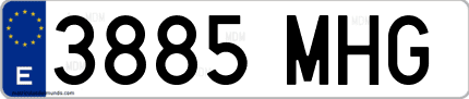 Ejemplo de matrícula de coche ordinaria 3885 MHG