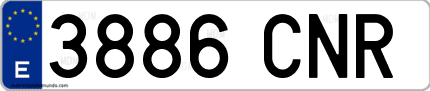 Ejemplo de matrícula de coche ordinaria 3886 CNR