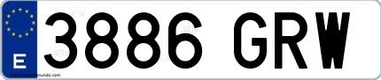 Ejemplo de matrícula española 3886 GRW