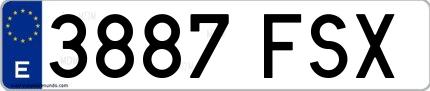 Ejemplo de matrícula española 3887 FSX