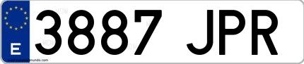 Ejemplo de matrícula española 3887 JPR