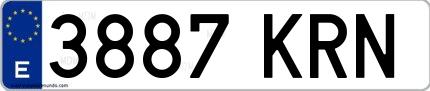Ejemplo de matrícula española 3887 KRN