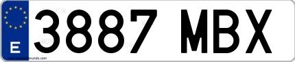 Ejemplo de matrícula española 3887 MBX