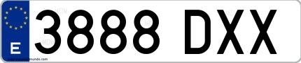 Ejemplo de matrícula española 3888 DXX