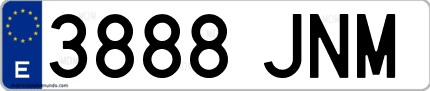 Ejemplo de matrícula de coche ordinaria 3888 JNM