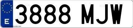 Ejemplo de matrícula española 3888 MJW