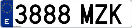 Ejemplo de matrícula española 3888 MZK