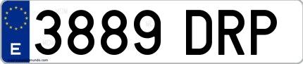 Ejemplo de matrícula española 3889 DRP