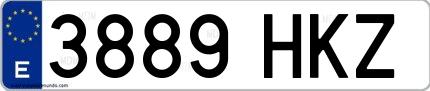 Ejemplo de matrícula española 3889 HKZ