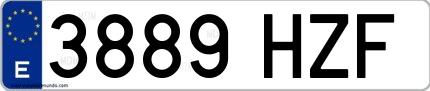 Ejemplo de matrícula española 3889 HZF