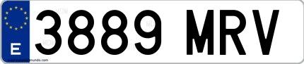 Ejemplo de matrícula española 3889 MRV