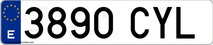Ejemplo de matrícula de coche ordinaria 3890 CYL