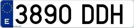 Ejemplo de matrícula española 3890 DDH