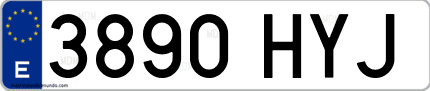Ejemplo de matrícula de coche ordinaria 3890 HYJ