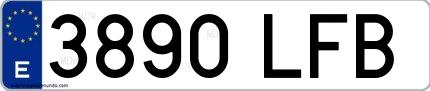 Ejemplo de matrícula española 3890 LFB