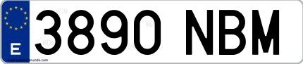 Ejemplo de matrícula española 3890 NBM