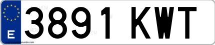 Ejemplo de matrícula española 3891 KWT