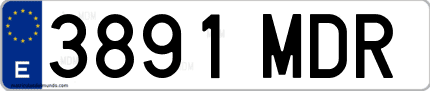 Ejemplo de matrícula de coche ordinaria 3891 MDR